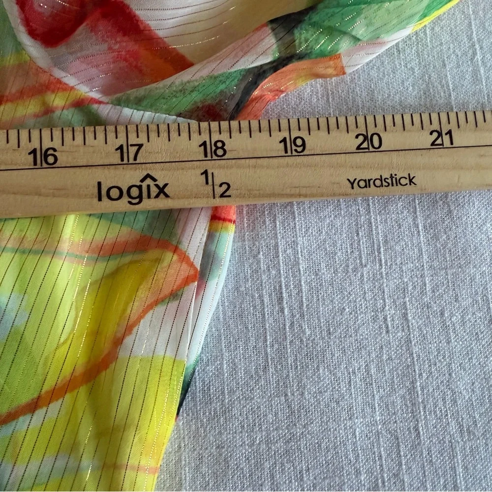 White House Black Market Chiffon Lurex Blouse Womens MP Peplum Jungle Flower - Picture 5 of 10